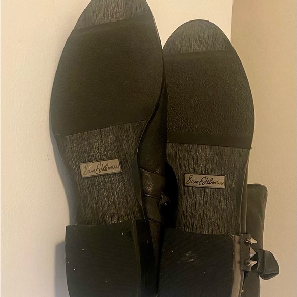 NEW STUNNING SAM EDELMAN Two Toned Studded black/burnished orange leather boots. - Picture 11 of 14